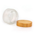 50g frosted empty cosmetic glass jar for cream bamboo glass cream jar